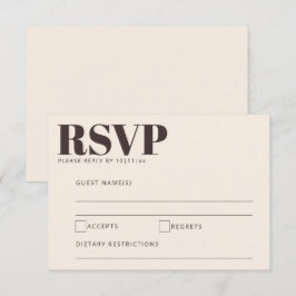Bold Cream and Brown Modern Wedding Enclosure RSVP Kaartje