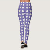 Bold Creamy White Polka Dots op Paars Leggings (Achterkant)