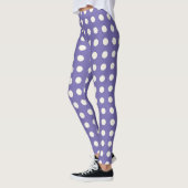 Bold Creamy White Polka Dots op Paars Leggings (Links)
