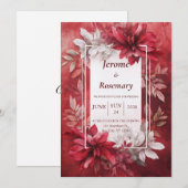 Bold Crimson Elegance Floral bruiloft uitnodiging (Voorkant / Achterkant)