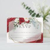 Bold Crimson Ivory Floral Folie Strokes RSVP Kaartje (Staand voorkant)