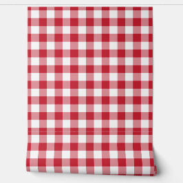 Bold Crimson Red Gingham Check Green Buffalo Plaid Behang