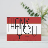 Bold Crimson Rode Typografie Foto Bruiloft Bedankkaart (Staand voorkant)