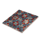 Bold Crimson rood en blauw Abstract midden van de  Tegeltje (Zijkant)