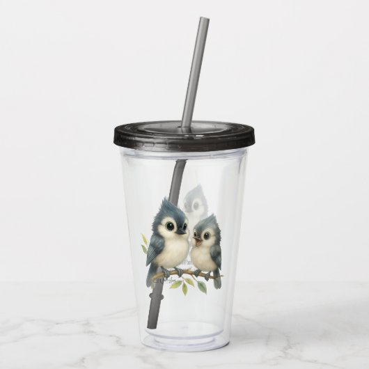 Bold Curious Tufted Titmouse Acryl Drinkbeker (Achterkant)