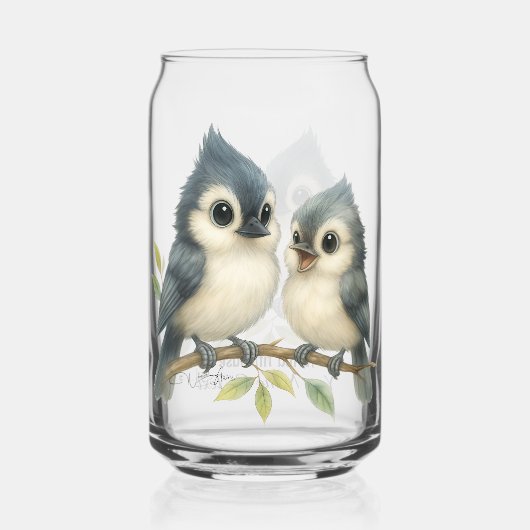Bold Curious Tufted Titmouse Blikvorm Glas (Achterkant)