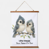Bold Curious Tufted Titmouse Hangend Wandkleed (Voorkant)