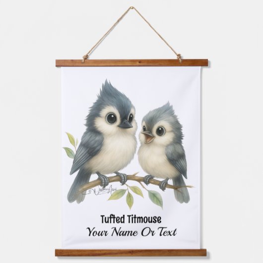 Bold Curious Tufted Titmouse Hangend Wandkleed (Voorkant)