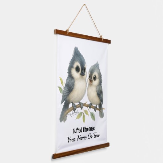 Bold Curious Tufted Titmouse Hangend Wandkleed (Gebogen)