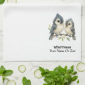 Bold Curious Tufted Titmouse Theedoek (Gevouwen)