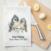 Bold Curious Tufted Titmouse Theedoek (Quarter Fold)
