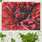 Bold Dahlia Waterverf Crimson Kitchen Towel Theedoek (Gevouwen)