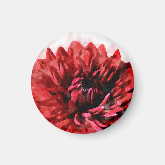 Bold Dahlia Waterverf Crimson Magneet (Voorkant)