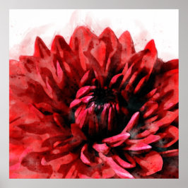 Bold Dahlia Waterverf Crimson Poster