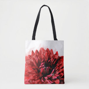 Bold Dahlia Waterverf Crimson Tote Bag