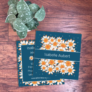 Bold Daisies Blauwe Visitekaartjes op Floral Squ