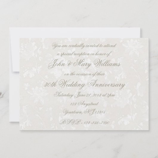 Bold Damask 30th Wedding Jubileum 5x7 Uitnodigen Kaart (Achterkant)