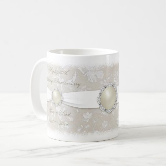 Bold Damask 30th Wedding Jubileum Coffee Mok (Voorkant links)
