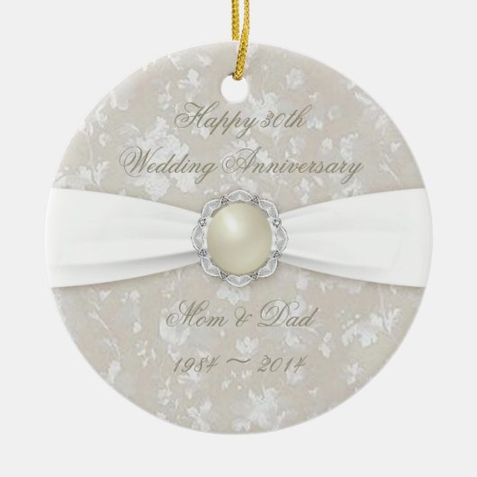 Bold Damask 30th Wedding Jubileum Ornament (Voorkant)