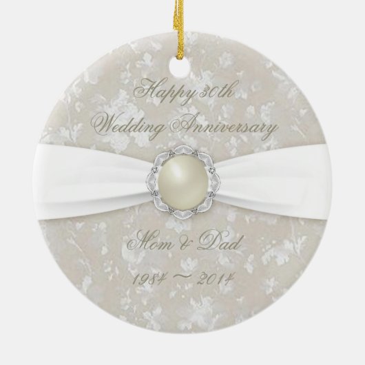 Bold Damask 30th Wedding Jubileum Ornament (Achterkant)