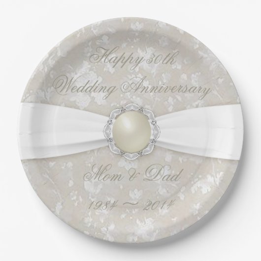 Bold Damask 30th Wedding Jubileum Paper Bord (Voorkant)