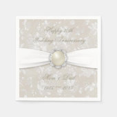 Bold Damask 30th Wedding Jubileum Paper Napkins Servetten (Voorkant)