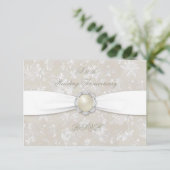 Bold Damask 30th Wedding Jubileum RSVP Kaartje (Staand voorkant)