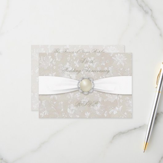 Bold Damask 30th Wedding Jubileum RSVP Kaartje (Voorkant / Achterkant in situ)