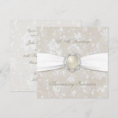 Bold Damask 30th Wedding Jubileum Square Invite Kaart (Voorkant / Achterkant)