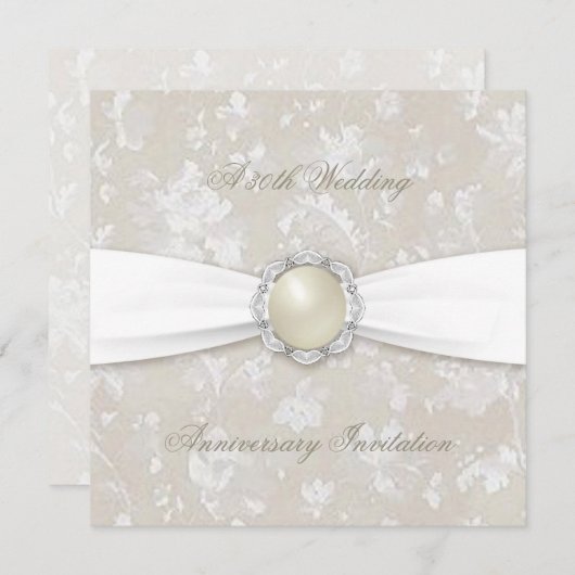 Bold Damask 30th Wedding Jubileum Square Invite Kaart (Voorkant / Achterkant)