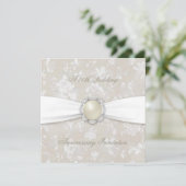 Bold Damask 30th Wedding Jubileum Square Invite Kaart (Staand voorkant)