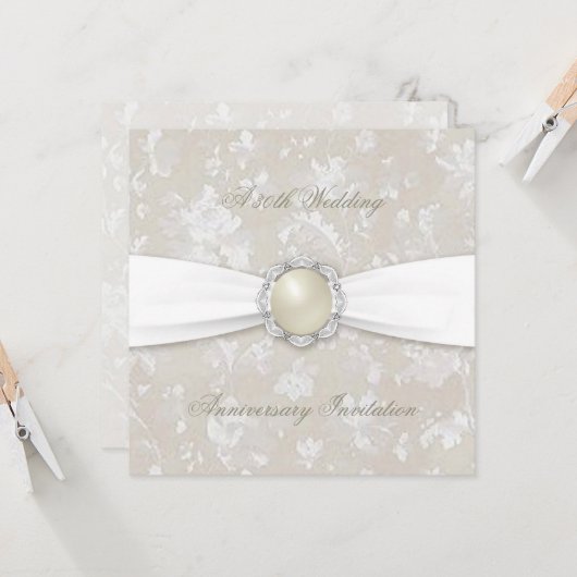 Bold Damask 30th Wedding Jubileum Square Invite Kaart (Voorkant / Achterkant in situ)