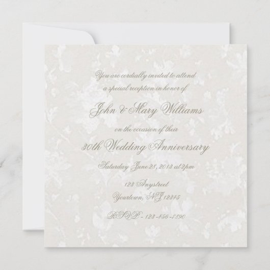 Bold Damask 30th Wedding Jubileum Square Invite Kaart (Achterkant)