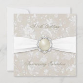 Bold Damask 30th Wedding Jubileum Square Invite Kaart (Voorkant)