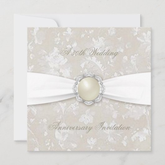 Bold Damask 30th Wedding Jubileum Square Invite Kaart (Voorkant)