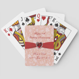 Bold Damask 40th Wedding Jubileum Pokerkaarten
