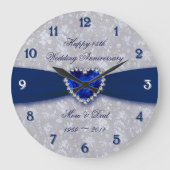 Bold Damask 45th Wedding Anniversary Round Clock Grote Klok (Voorkant)