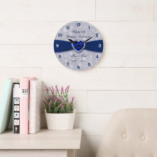 Bold Damask 45th Wedding Anniversary Round Clock Grote Klok (Leeskamer)
