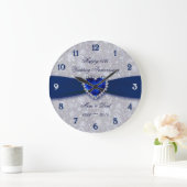 Bold Damask 45th Wedding Anniversary Round Clock Grote Klok (Huis)