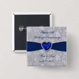 Bold Damask 45th Wedding Jubileum Button