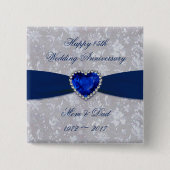 Bold Damask 45th Wedding Jubileum Button (Voorkant)