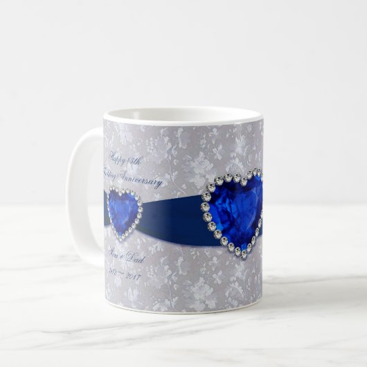 Bold Damask 45th Wedding Jubileum Coffee Mok (Voorkant links)