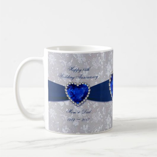 Bold Damask 45th Wedding Jubileum Coffee Mok (Links)