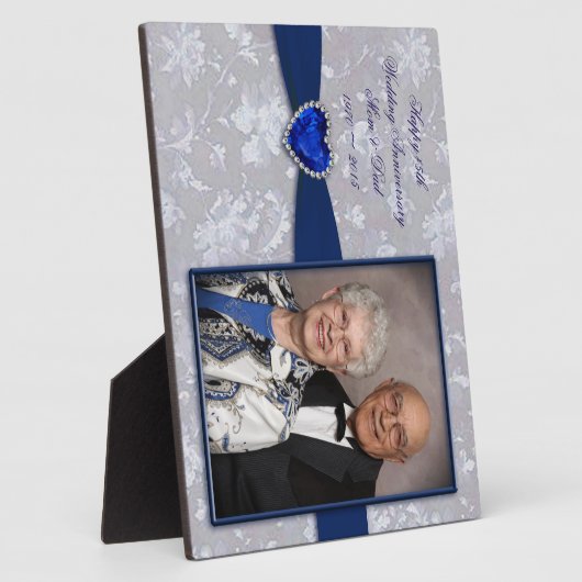 Bold Damask 45th Wedding Jubileum Foto Plaque Fotoplaat (Zijkant)