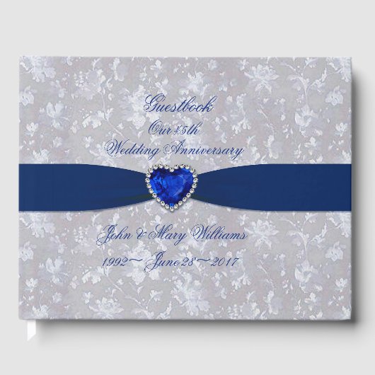 Bold Damask 45th Wedding Jubileum Guestbook Gastenboek (Voorkant)