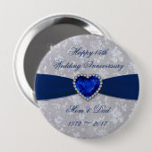 Bold Damask 45th Wedding Jubileum Magnet Ronde Button 4,0 Cm (Voorkant /achterkant)