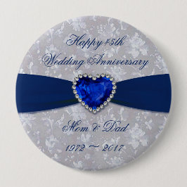 Bold Damask 45th Wedding Jubileum Magnet Ronde Button 4,0 Cm