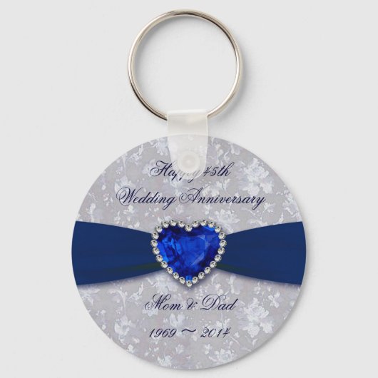 Bold Damask 45th Wedding Jubileum Sleutelhanger (Voorkant)