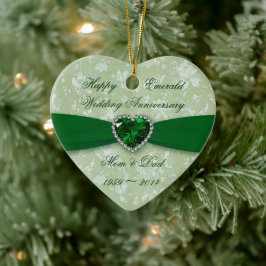Bold Damask 55th Jubileum Heart Photo Ornament