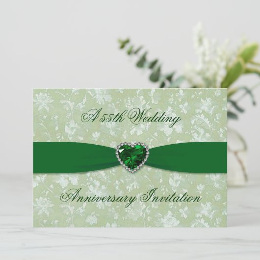 Bold Damask 55th Wedding Jubileum 5x7 Uitnodigen Kaart (Staand voorkant)